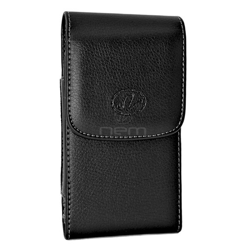 Black vertical leather cover - black,